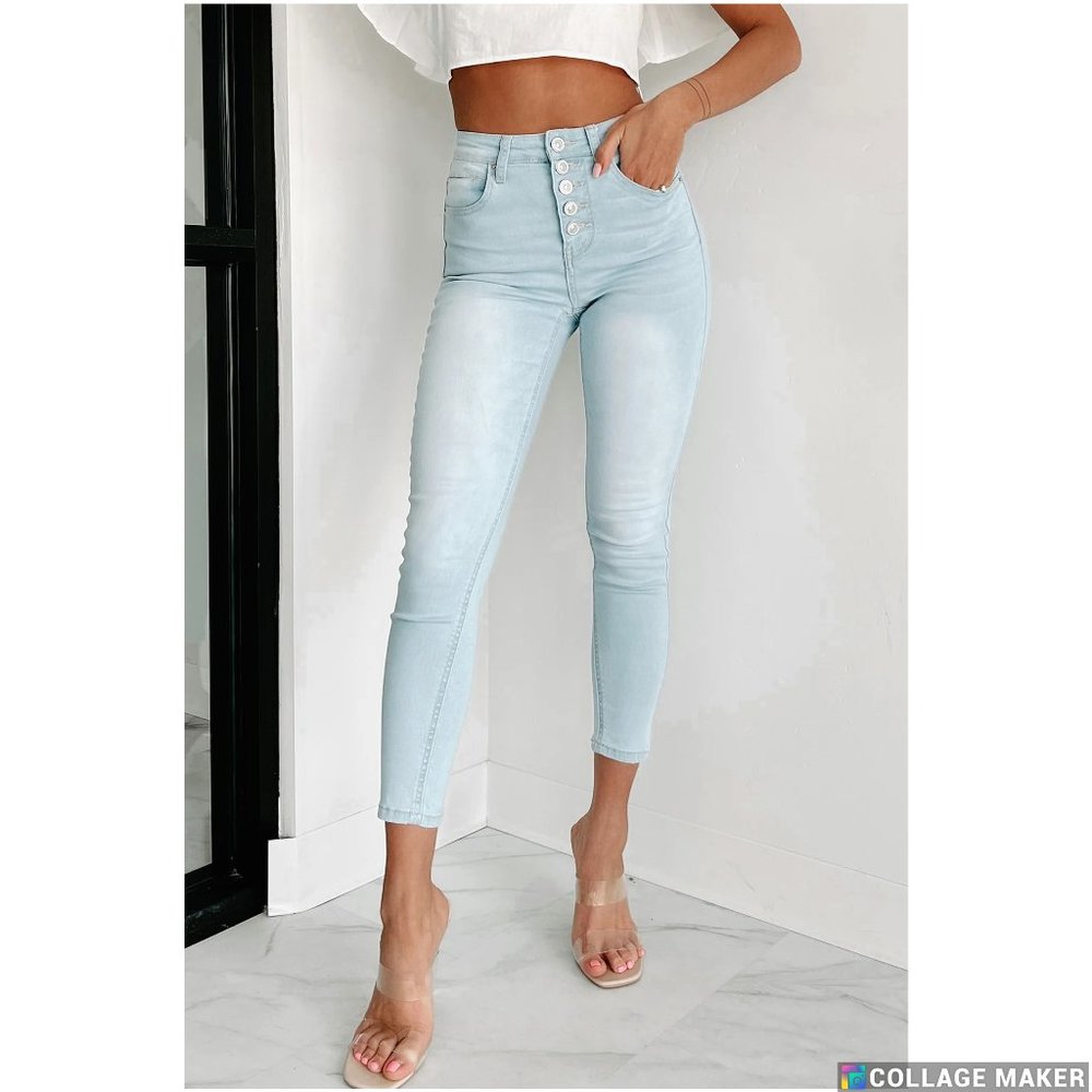 FAST FORWARD HIGH RISE BUTTON-FLY SKINNY JEANS (LIGHT)